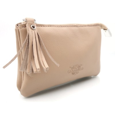 CARAMELO Porte-Monnaie Cuir Beige.