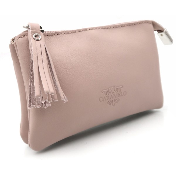 CARAMELO Porte-Monnaie Cuir Rose pâle.