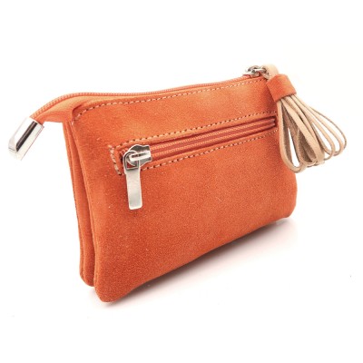 CARAMELO Porte-Monnaie Cuir velours Orange.
