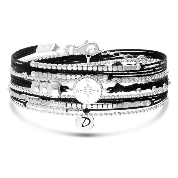 DORIANE Bijoux Bracelet 3 tours Rose des Vents Noir.