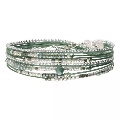 DORIANE Bijoux Bracelet 2 Tours Atlanta Vert Kaki