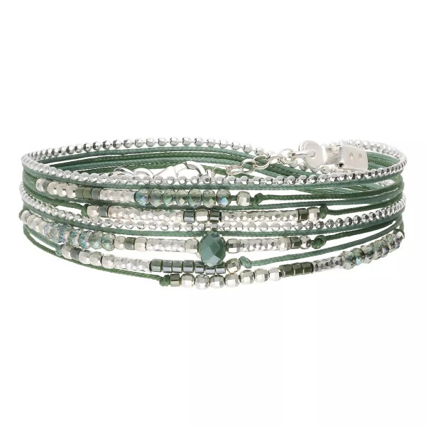DORIANE Bijoux Bracelet 2 Tours Atlanta Vert Kaki