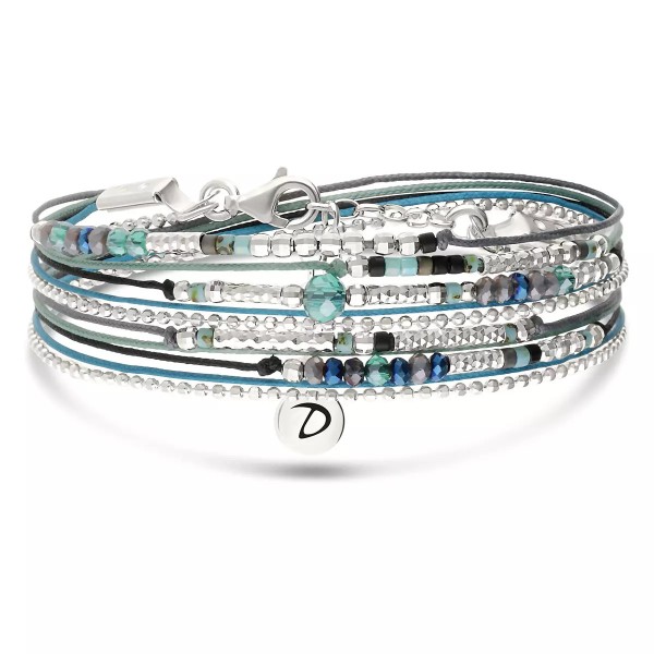DORIANE Bijoux Bracelet 2 Tours Atlanta Noir Turquoise.