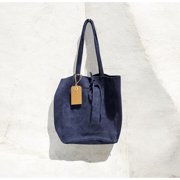 MAISON FANLI - Sac à main en Daim - Marine