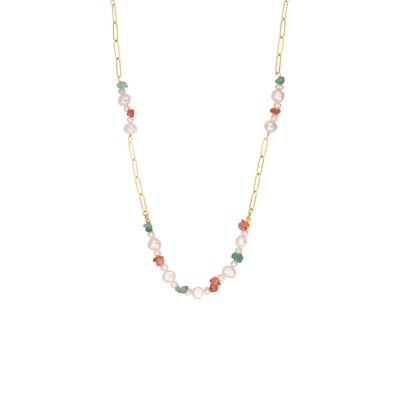 N°3 Collier Acier & Pierres semi précieuses.