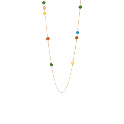 N°3 Collier Sautoir Acier & Pierre de Jade.