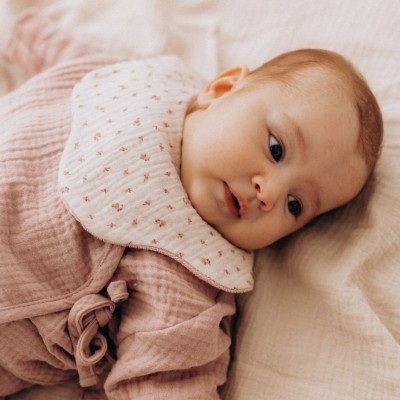 WOOLY ORGANIC - Bavoir Éponge - Pink Flowers