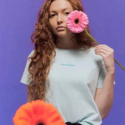 LA GENTLE FACTORY -Tee-shirt Prune "Flower Power" LA GENTLE FACTORY -Tee-shirt Prune "Flower Power"