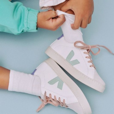 Veja - Esplar Small Laces White Matcha Lavande Veja - Esplar Small Laces White Matcha Lavande