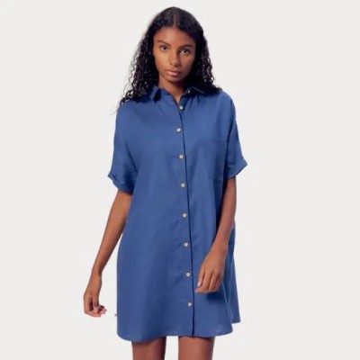 La Gentle Factory - Robe Léonie en Lin Bleu