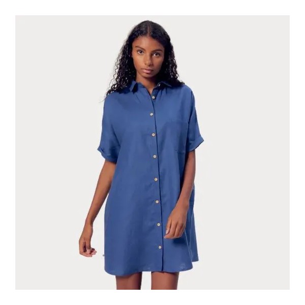 La Gentle Factory - Robe Léonie en Lin Bleu