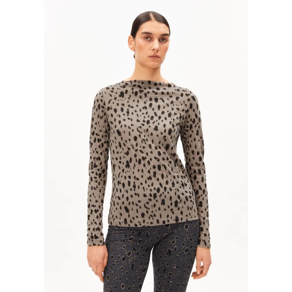 ARMEDANGELS - T Shirt longues manches Léopard - Walnut Cream