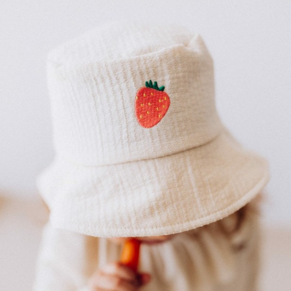 WOOLY ORGANIC - Chapeau "pêcheur" brodé - Écru