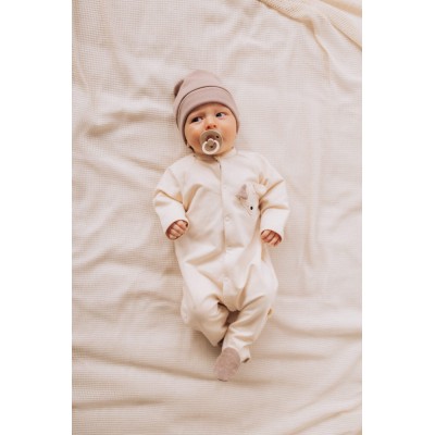 WOOLY ORGANIC - Pyjama en molleton avec pied - Écru/Cendré