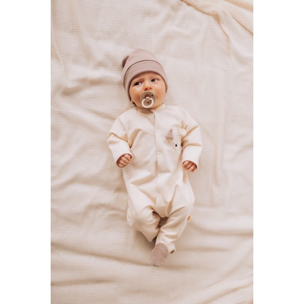 WOOLY ORGANIC - Pyjama en molleton avec pied - Écru/Cendré