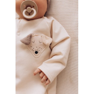 WOOLY ORGANIC - Pyjama en molleton avec pied - Écru/Cendré