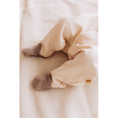 WOOLY ORGANIC - Pyjama en molleton avec pied - Écru/Cendré
