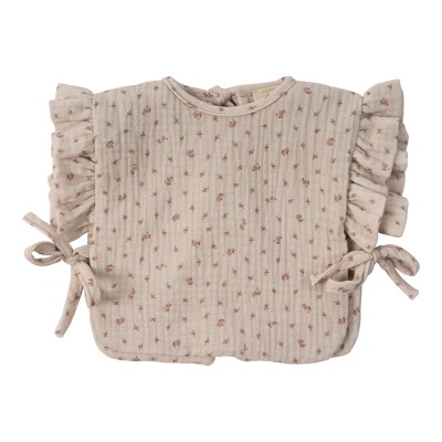 WOOLY ORGANIC - Bavoir Imperméable en mousseline - Rose fleurs