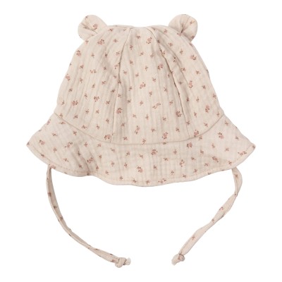 WOOLY ORGANIC - Chapeau en mousseline avec oreilles - Pink Flowers