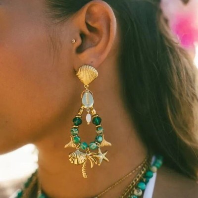 MADAMIRMA Boucles d’oreilles Poussoir Aqua.