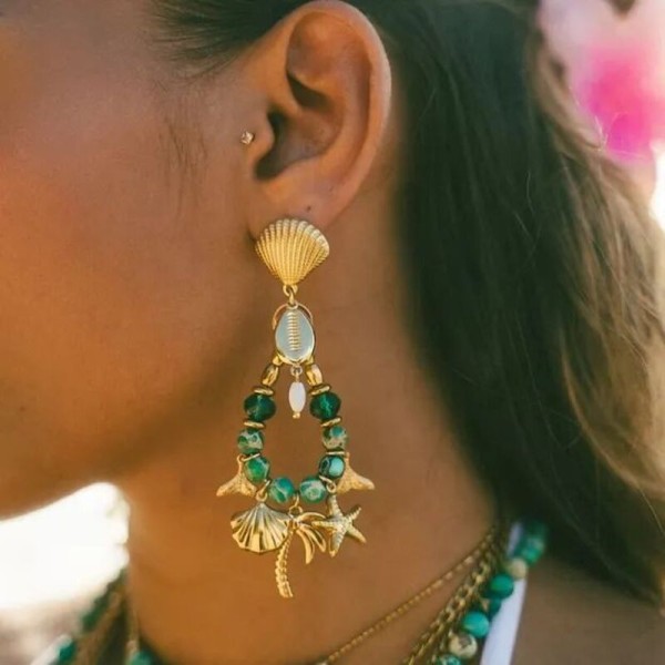 MADAMIRMA Boucles d’oreilles Poussoir Aqua.