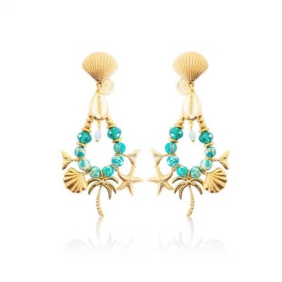 MADAMIRMA Boucles d’oreilles Poussoir Aqua.