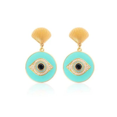 MADAMIRMA Boucles d’oreilles Poussoir Aqua.