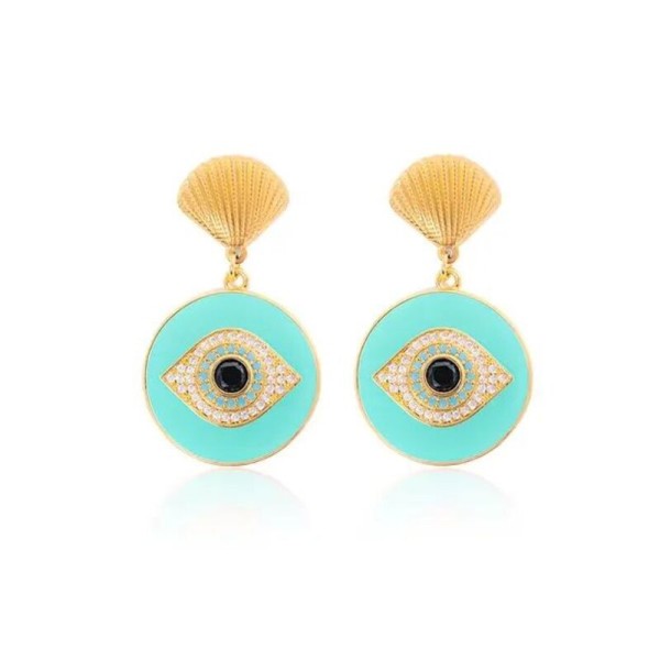 MADAMIRMA Boucles d’oreilles Poussoir Aqua.