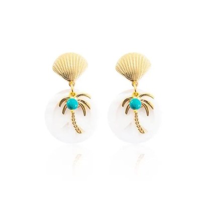 MADAMIRMA Boucles d’oreilles Poussoir Aqua.