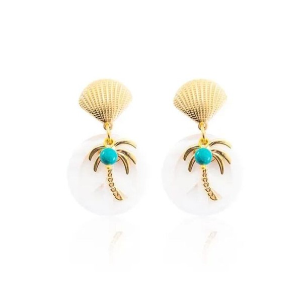 MADAMIRMA Boucles d’oreilles Poussoir Aqua.