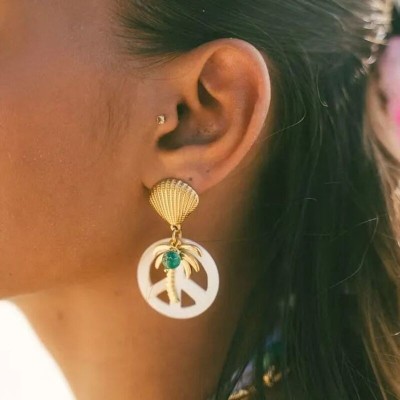 MADAMIRMA Boucles d’oreilles Poussoir Aqua.