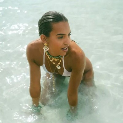 MADAMIRMA Boucles d’oreilles Poussoir Aqua.