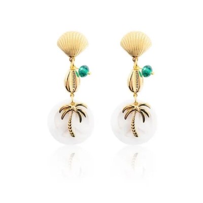 MADAMIRMA Boucles d’oreilles Poussoir Aqua.
