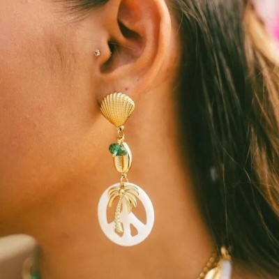 MADAMIRMA Boucles d’oreilles Poussoir Aqua.