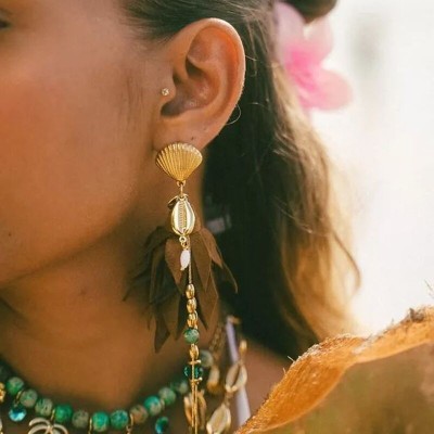 MADAMIRMA Boucles d’oreilles Poussoir Aqua.