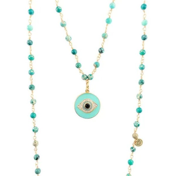 MADAMIRMA Collier Sautoir Aqua.