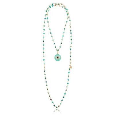 MADAMIRMA Collier Sautoir Aqua.