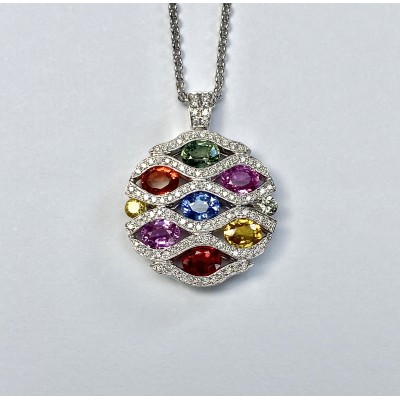 Pendentif Flamme Saphirs multicolores Pendentif Flamme Saphirs multicolores