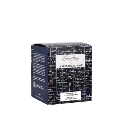LES LUMIERES DU TEMPS Bougie Fleur de coton Mur des je t’aime.