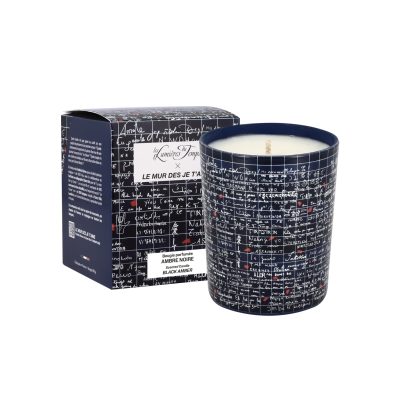 LES LUMIERES DU TEMPS Bougie Ambre noire Mur des je t’aime.