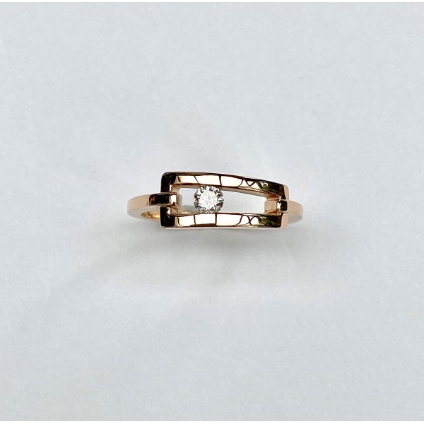 SOLITAIRE RECTANGLE EN OR ROSE
