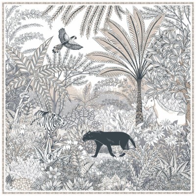 MAISON FANLI - Carré de Soie Panthère Nuit - Gris