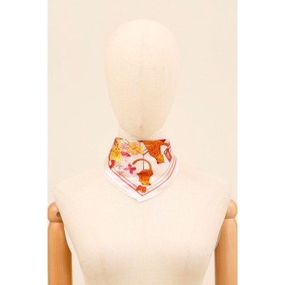 MAISON FANLI - Foulard Carré de Soie Boudoir des Félins - Rouge