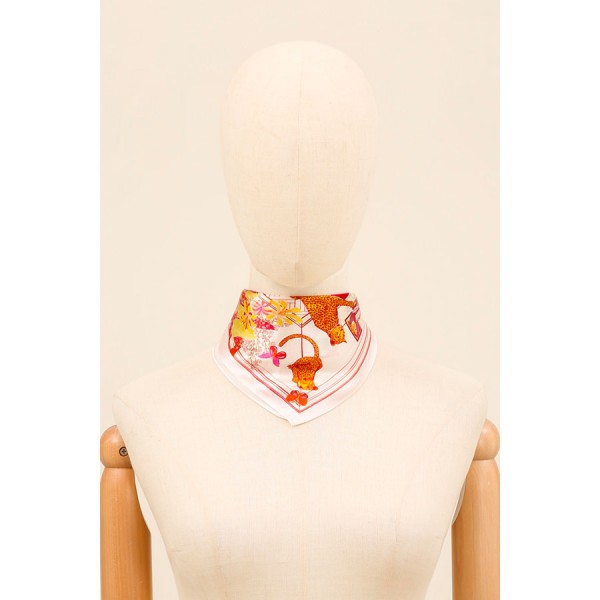 MAISON FANLI - Foulard Carré de Soie Boudoir des Félins - Rouge