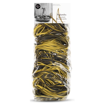 Tagliatelles à l'encre de Seiche et Curcuma - Poids net 250g - Maison 1001 Huiles Tagliatelles à l'encre de Seiche et Curcuma - Poids net 250g - Maison 1001 Huiles