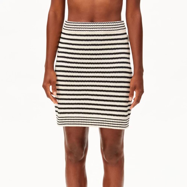 ARMEDANGELS - Mini Jupe en Maille rayée - Undyed Black