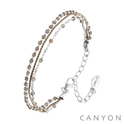 CANYON France Bracelet 3 rangs Kaki Argent. CANYON France Bracelet 3 rangs Kaki Argent.