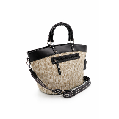 CARAMELO Sac Cabas Ecru & Noir.