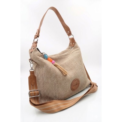 CARAMELO Sac Bandoulière Gris & Marron.