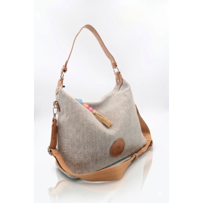 CARAMELO Sac Bandoulière Gris & Marron.